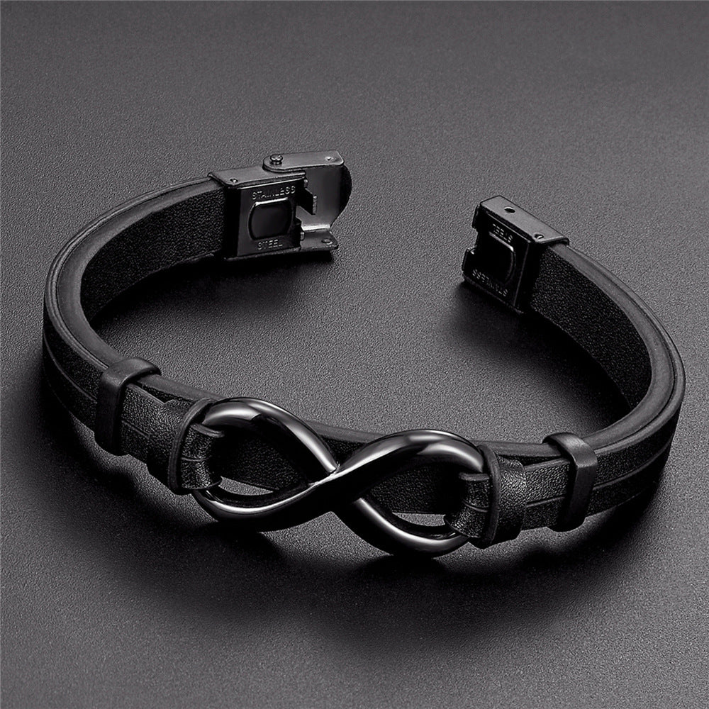 Pulsera Infinity de Cuero Negro🖤